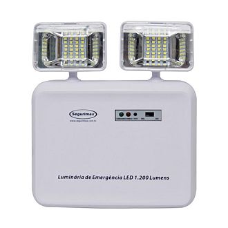 Iluminação emergência Segurimax LED 1200 lúmens 2 faróis SLIM