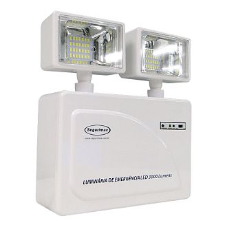 Iluminação emergência LED 3000 lúmens 2 faróis