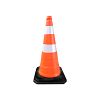 Cone PVC 75cm com fitas refletivas e base de borracha