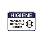 Placa higiene mantenha distância segura 35x25cm PVC