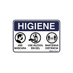 Placa Higiene Máscara / Gel / Distância 35x25cm PVC