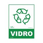 Placa lixo reciclável vidro de PVC 15 x 20cm