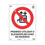 Placa proibido utilizar o elevador de PVC 15 x 20cm