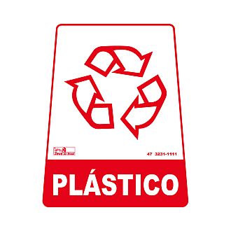 Adesivo para lixeira com símbolo reciclável (plástico) 12,6 x 19,5 x 15,5cm