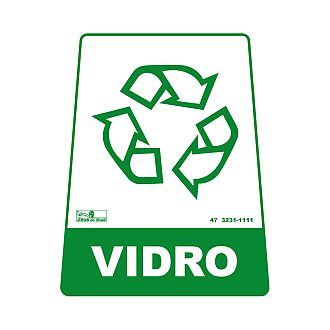 Adesivo para lixeira com símbolo reciclável (vidro) 12,6 x 19,5 x 15,5cm