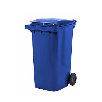 Lixeira contentor de lixo com rodas 240 litros modelo europeu azul escuro