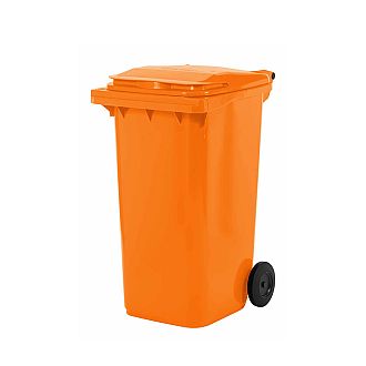 Lixeira contentor de lixo com rodas 240 litros modelo europeu laranja