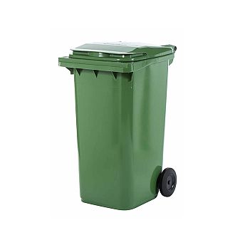 Lixeira contentor de lixo com rodas 240 litros modelo europeu verde