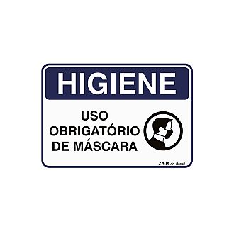 Placa higiene Uso Obrigatório de Máscara 35x25cm PVC