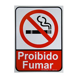Placa proibido fumar de PVC 24 x 33cm
