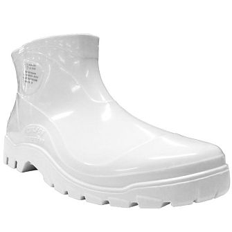 Bota PVC Calfor branca, forrada, cano curto