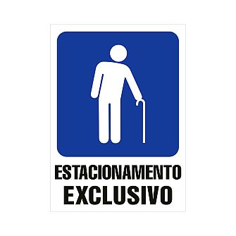 Placa estacionamento exclusivo idoso de PVC 50 x 70 cm