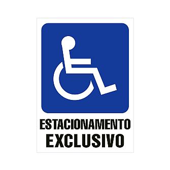 Placa estacionamento exclusivo para deficiente de PVC 50 x 70 cm