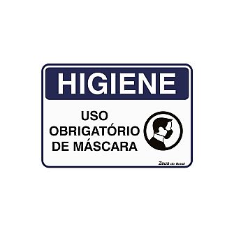 Placa higiene Uso Obrigatório de Máscara 35x25cm PVC