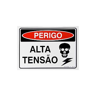 Placa perigo alta tensão de PVC 35 x 25cm