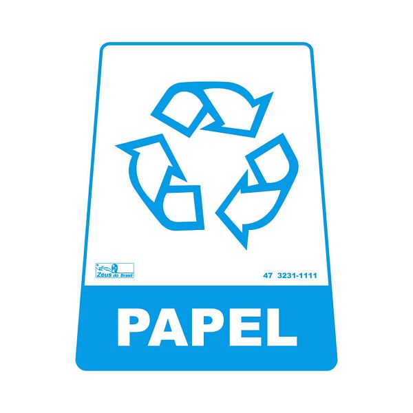 Adesivo para lixeira com símbolo reciclável (papel) 12,6 x 19,5 x 15,5cm
