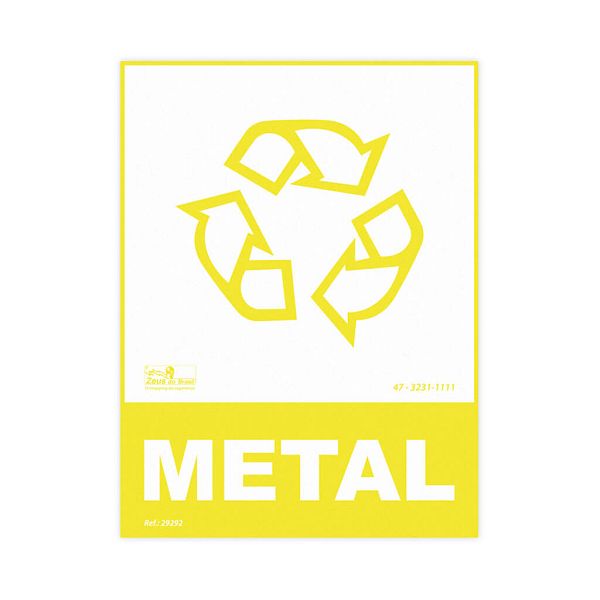 Placa lixo reciclável metal de PVC 15 x 20cm