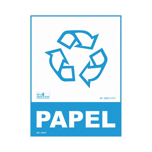 Placa lixo reciclável papel de PVC 15 x 20cm